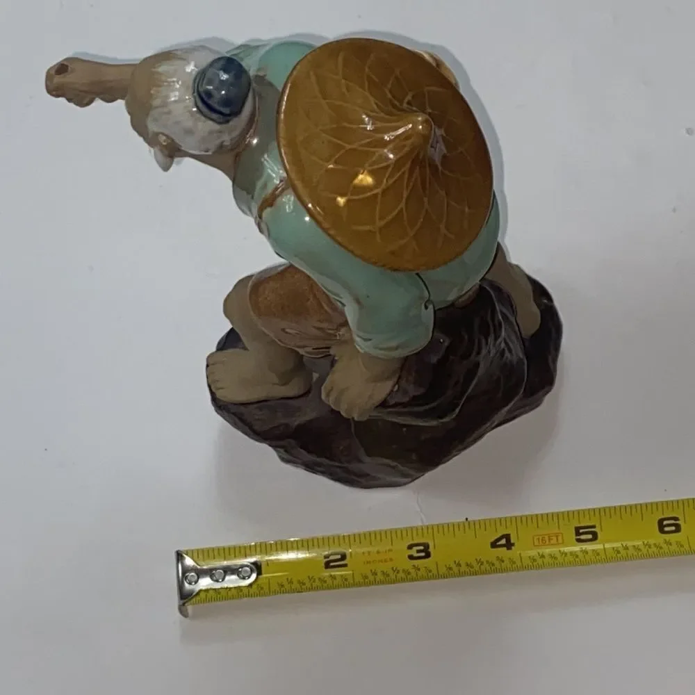 Vintage Mud Man Figurine Fisherman China Ornament